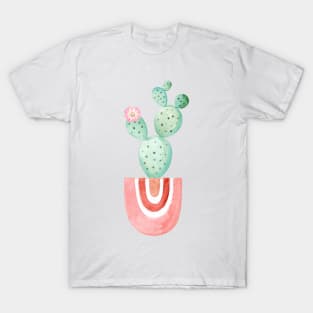 Watercolor cactus in pink pot T-Shirt